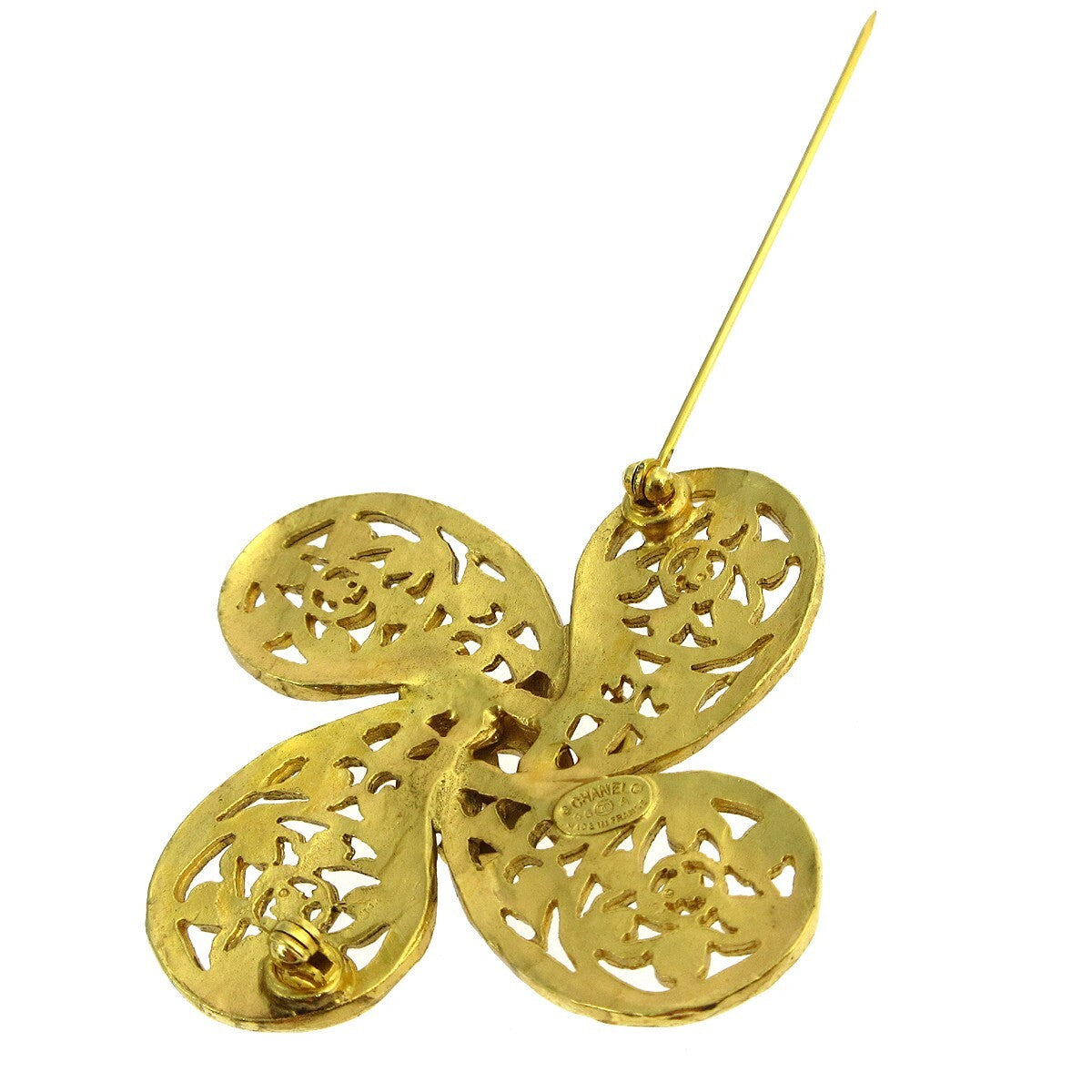 Chanel Logo CC Gold-plated, Gold, Gold Plated, Brooch