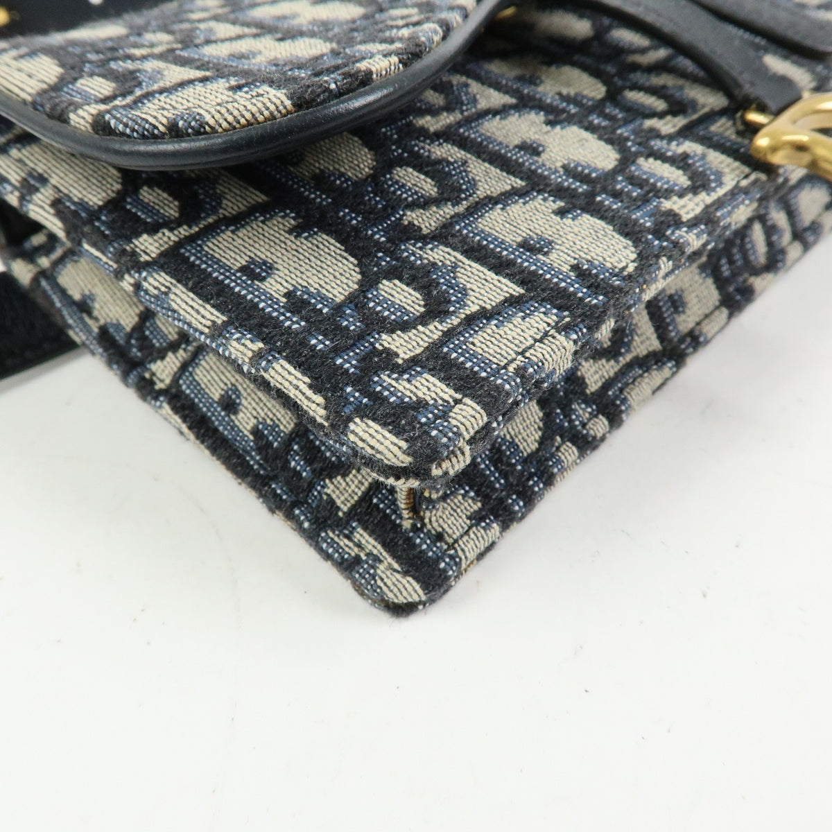 Christian Dior Saddle Belt Oblique Canvas, Navy, Canvas, Handbag
