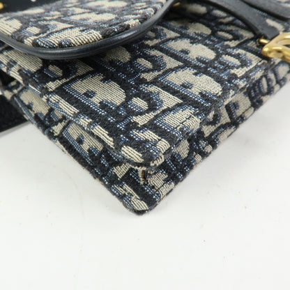 Christian Dior Saddle Belt Oblique Canvas, Navy, Canvas, Handbag