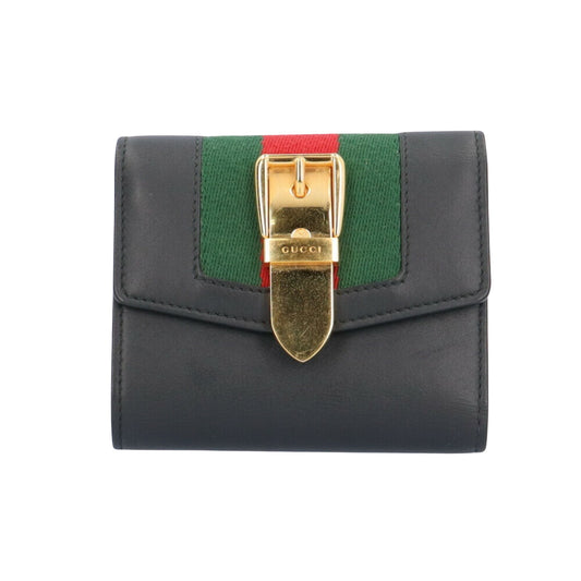 Gucci Sylvie, Black, Leather, wallet