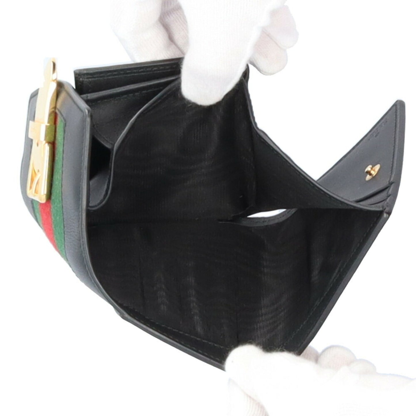 Gucci Sylvie, Black, Leather, wallet