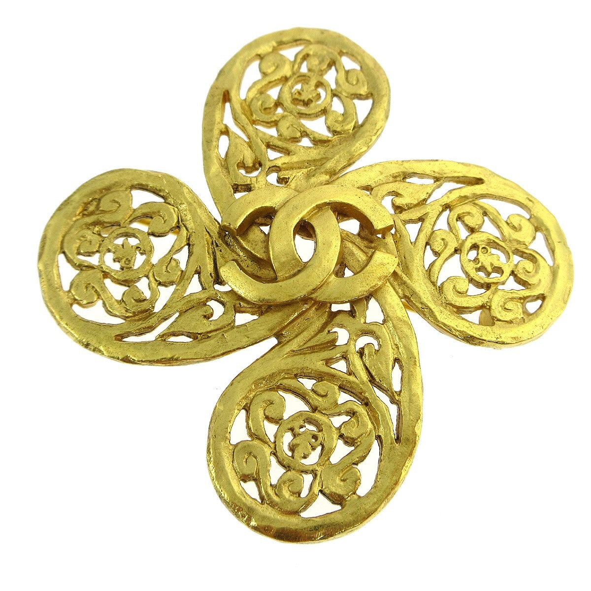Chanel Logo CC Gold-plated, Gold, Gold Plated, Brooch