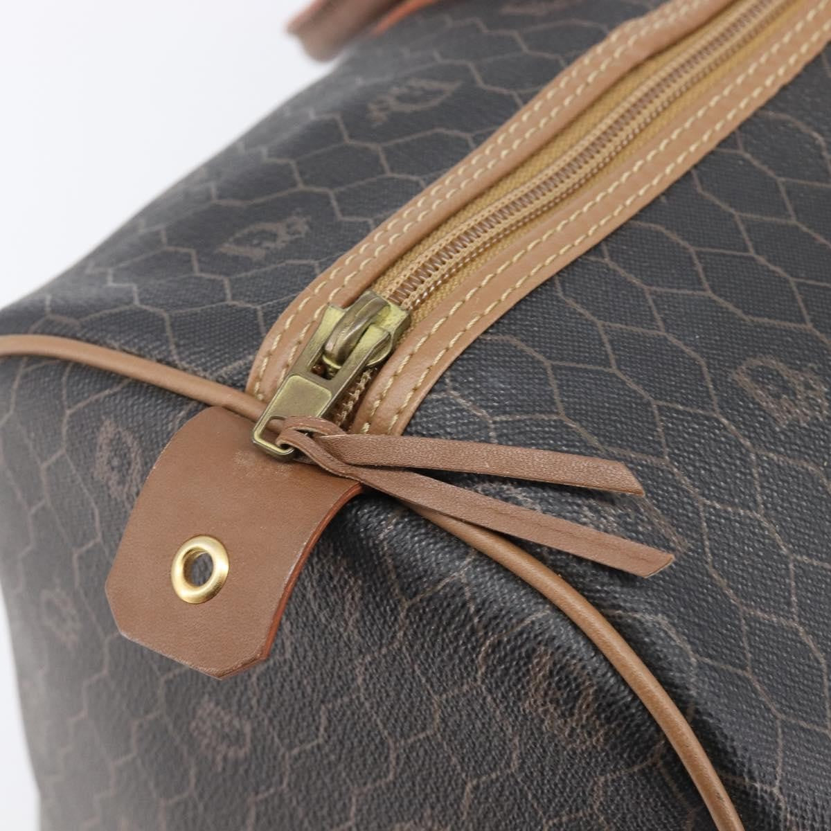 Christian Dior Vintage Honeycomb Boston Canvas and Leather, Black, Canvas, Travel Bag