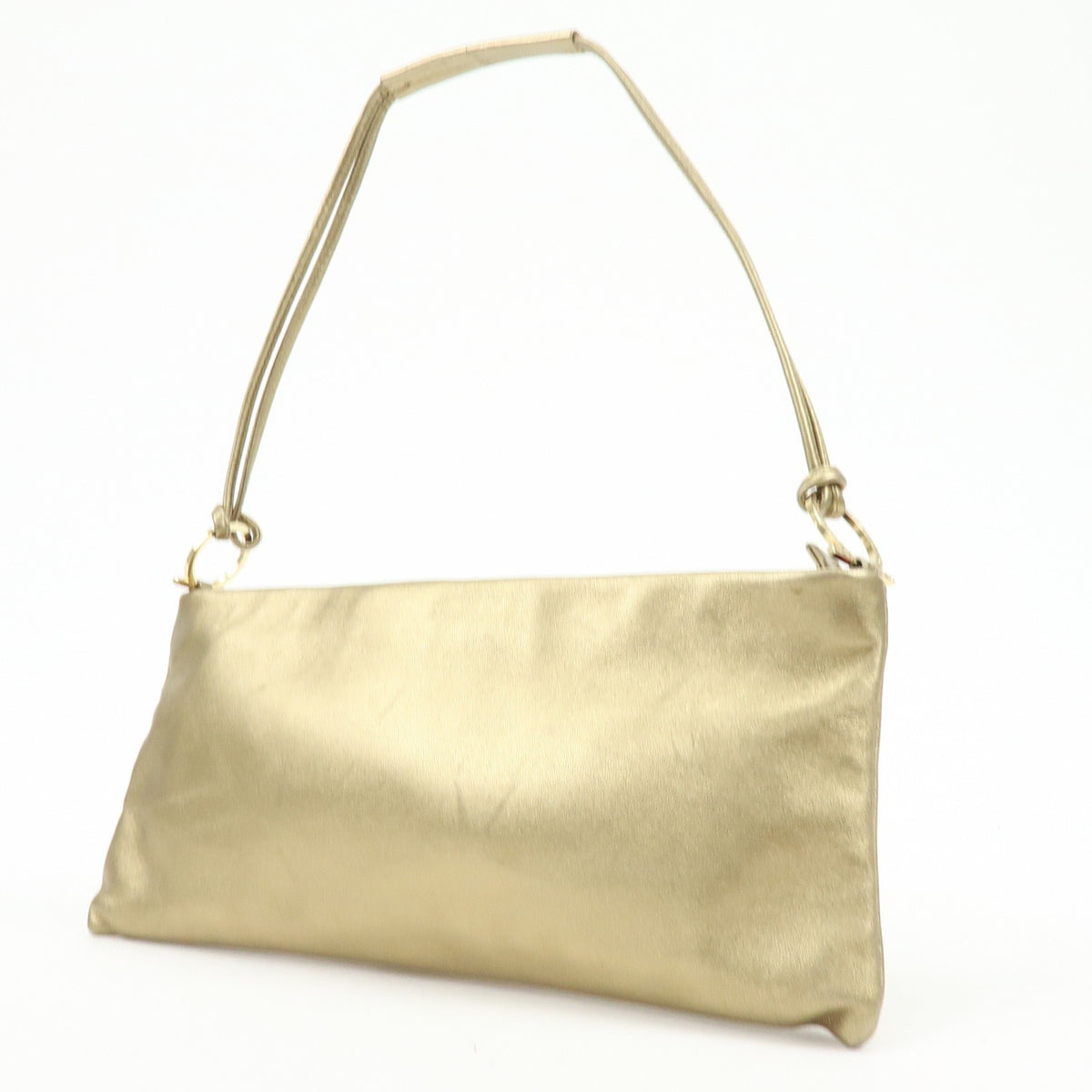 Salvatore Ferragamo Gancini Leather, Gold, Leather, Crossbody Bag
