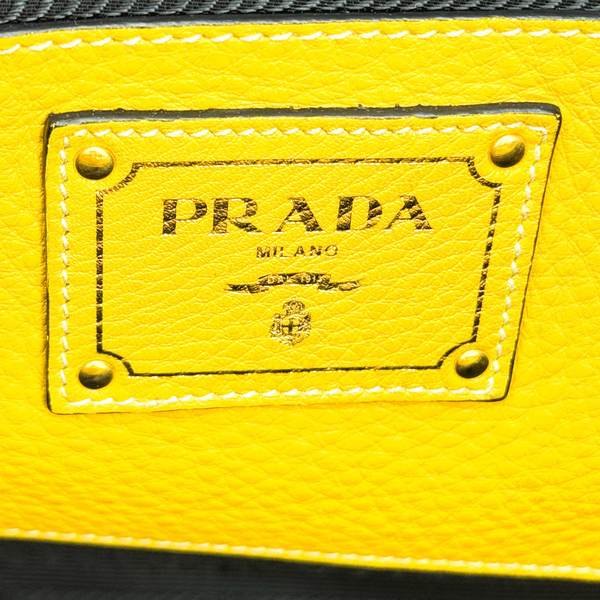 Prada Front Pocket Convertible Tote Leather, Yellow, Leather, Tote Bag