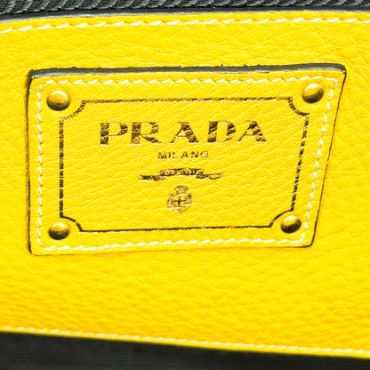 Prada Front Pocket Convertible Tote Leather, Yellow, Leather, Tote Bag