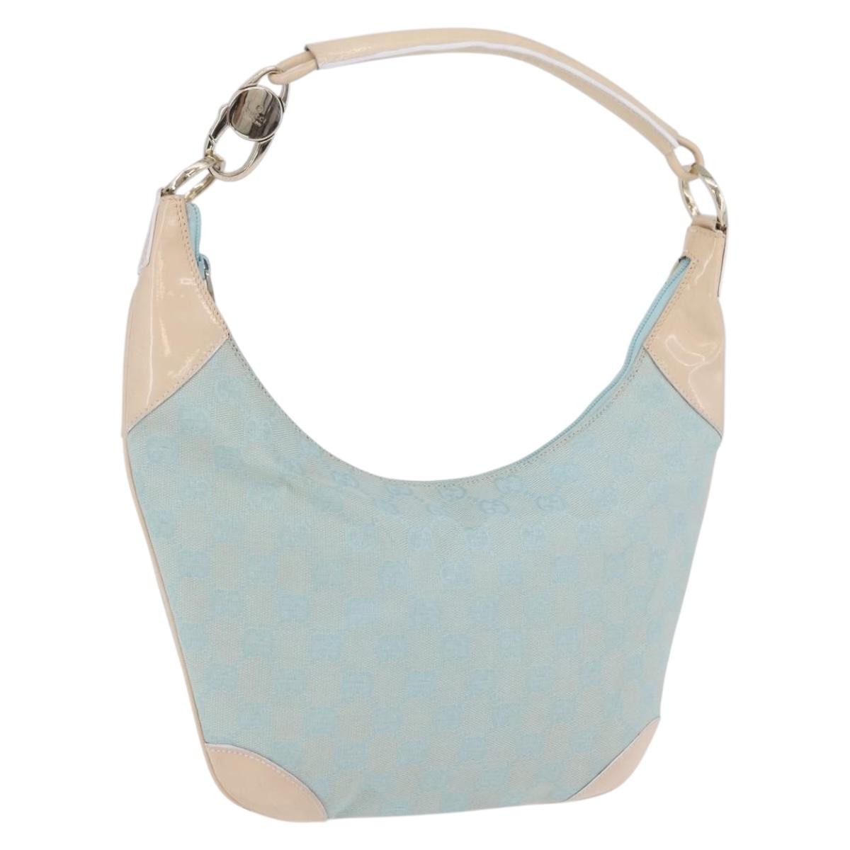 Gucci Vintage Zip Hobo GG Canvas and Patent, Blue, Canvas, Shoulder Bag