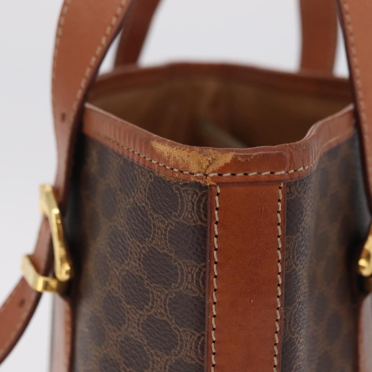 Celine Vintage Macadam Shopper Coated Canvas, Brown, Canvas, Tote Bag