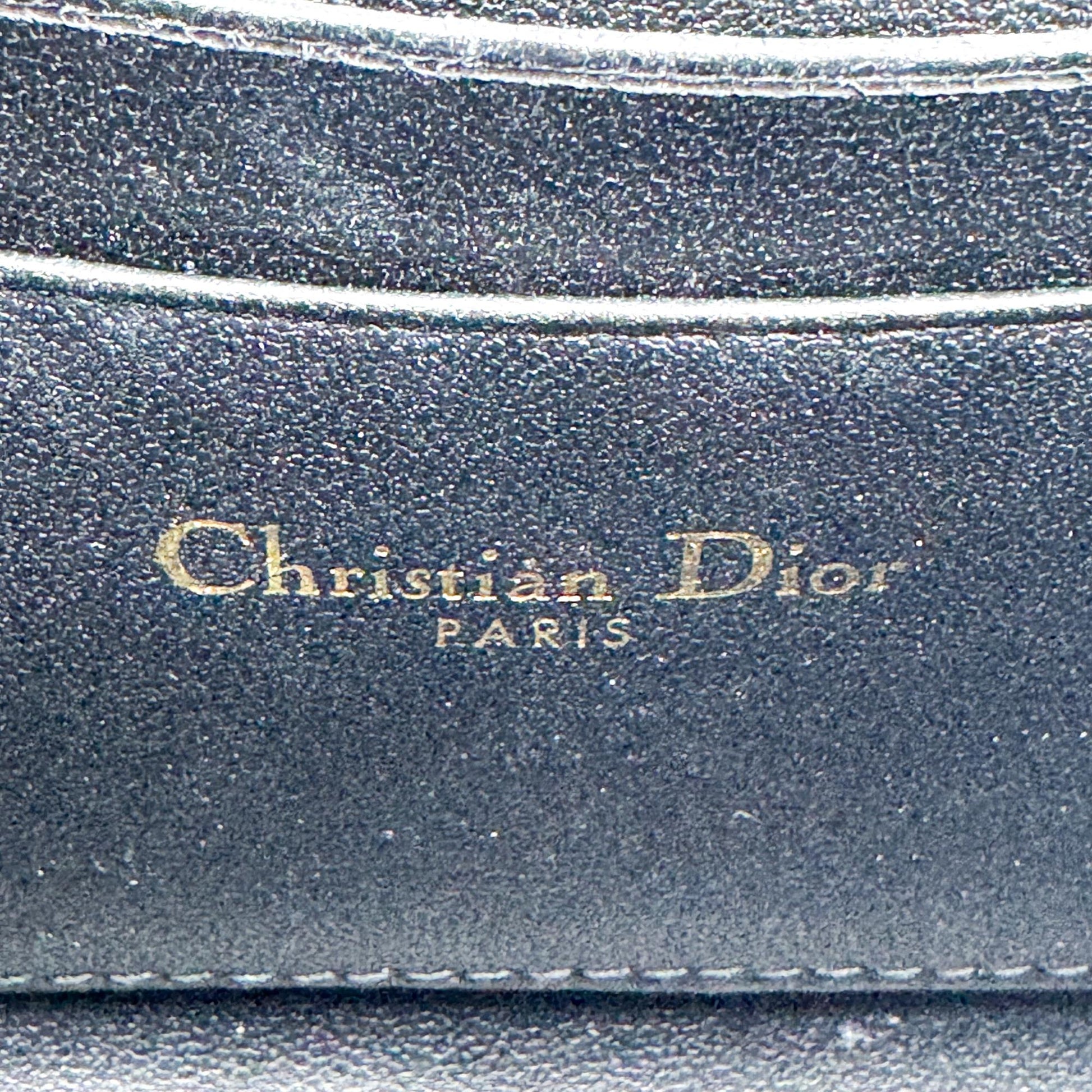 Christian Dior Lady Dior Chain Phone Cannage Quilt Lambskin, Black, Leather, Clutch