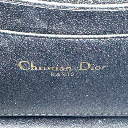 Christian Dior Lady Dior Chain Phone Cannage Quilt Lambskin, Black, Leather, Clutch