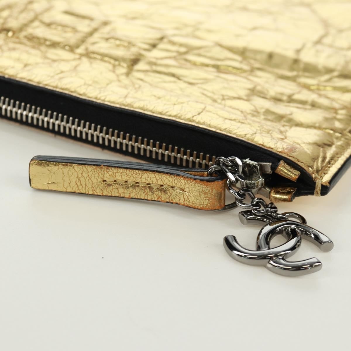 Chanel Feminine Crinkled Leather, Gold, Leather, Clutch