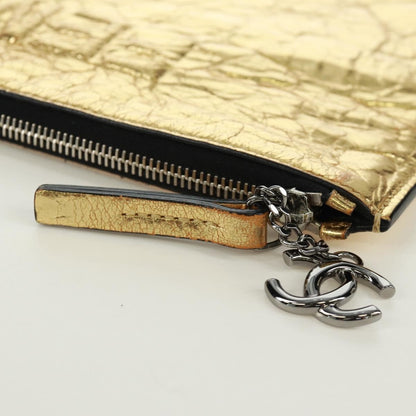 Chanel Feminine Crinkled Leather, Gold, Leather, Clutch