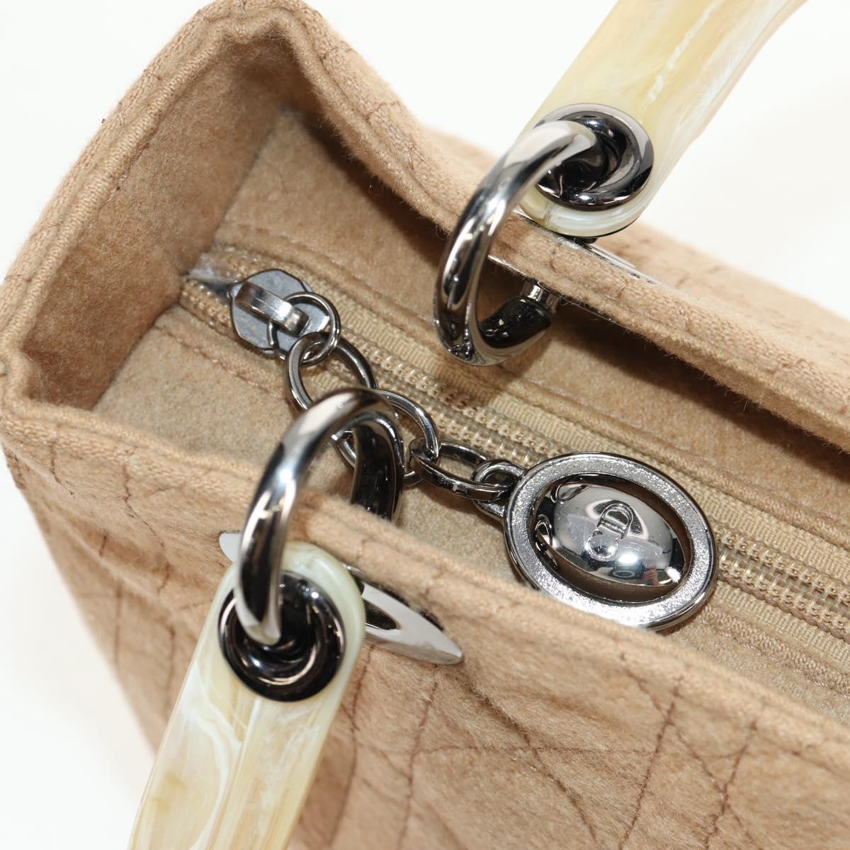 Christian Dior Cannage Handbag Canvas, BEIGE, COTTON, Handbag