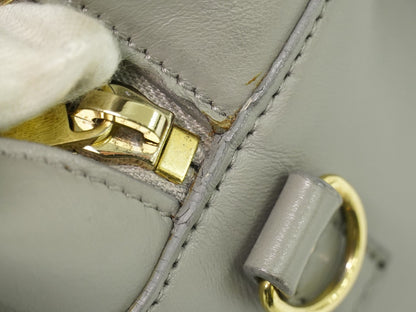 Saint Laurent Monogram Cabas Leather, Gray, Leather, Tote Bag
