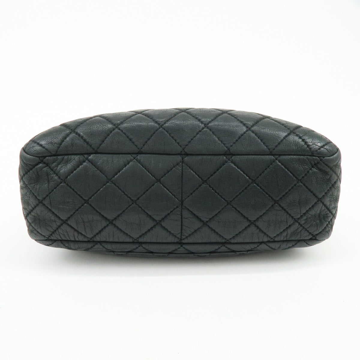 Chanel Shoulder Quilted Leather, Black, Calfskin, Shoulder Bag
