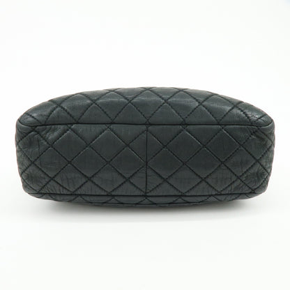 Chanel Shoulder Quilted Leather, Black, Calfskin, Shoulder Bag