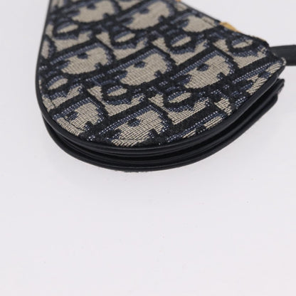 Christian Dior Vintage Saddle Zip Coin Purse Diorissimo Canvas, Navy, Canvas, Clutch