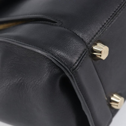 Salvatore Ferragamo Sofia Rainbow Saddle Leather, Black, Leather, Handbag