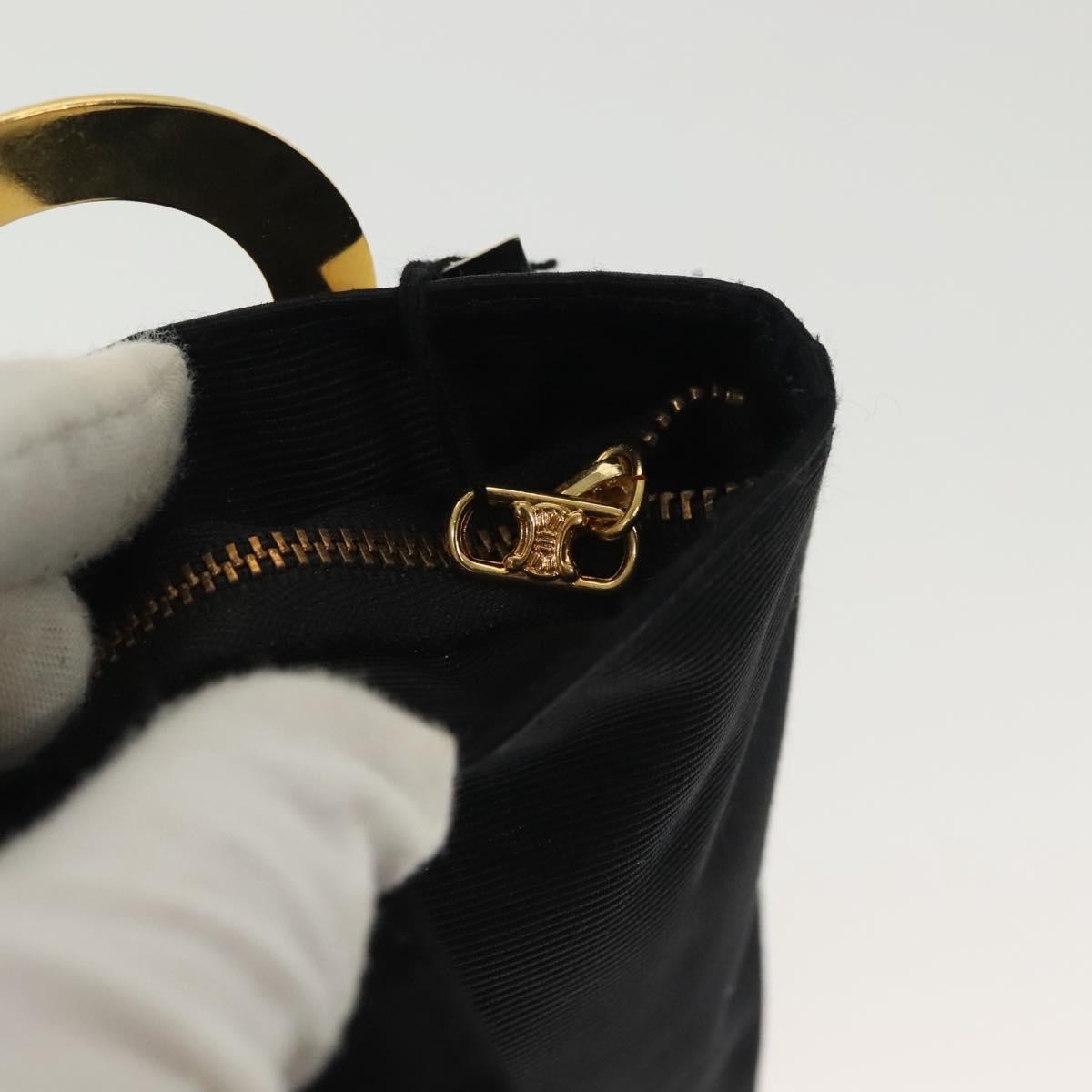 Celine Circle Logo Pouch Nylon, Black, Nylon, Clutch