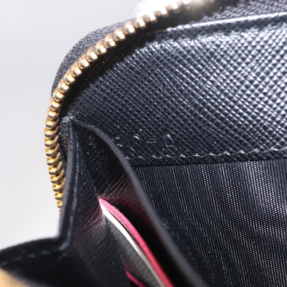 Prada Zip Around Tab Saffiano Leather, Black, Leather, Wallet