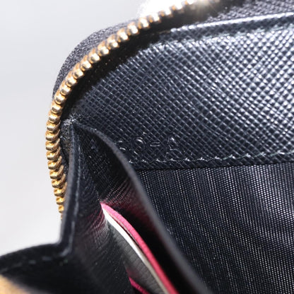 Prada Zip Around Tab Saffiano Leather, Black, Leather, Wallet