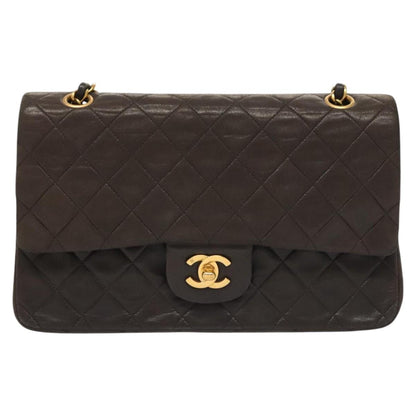Chanel Vintage Classic Double Flap Bag Quilted Lambskin, BLACK, LEATHER, Shoulder bag