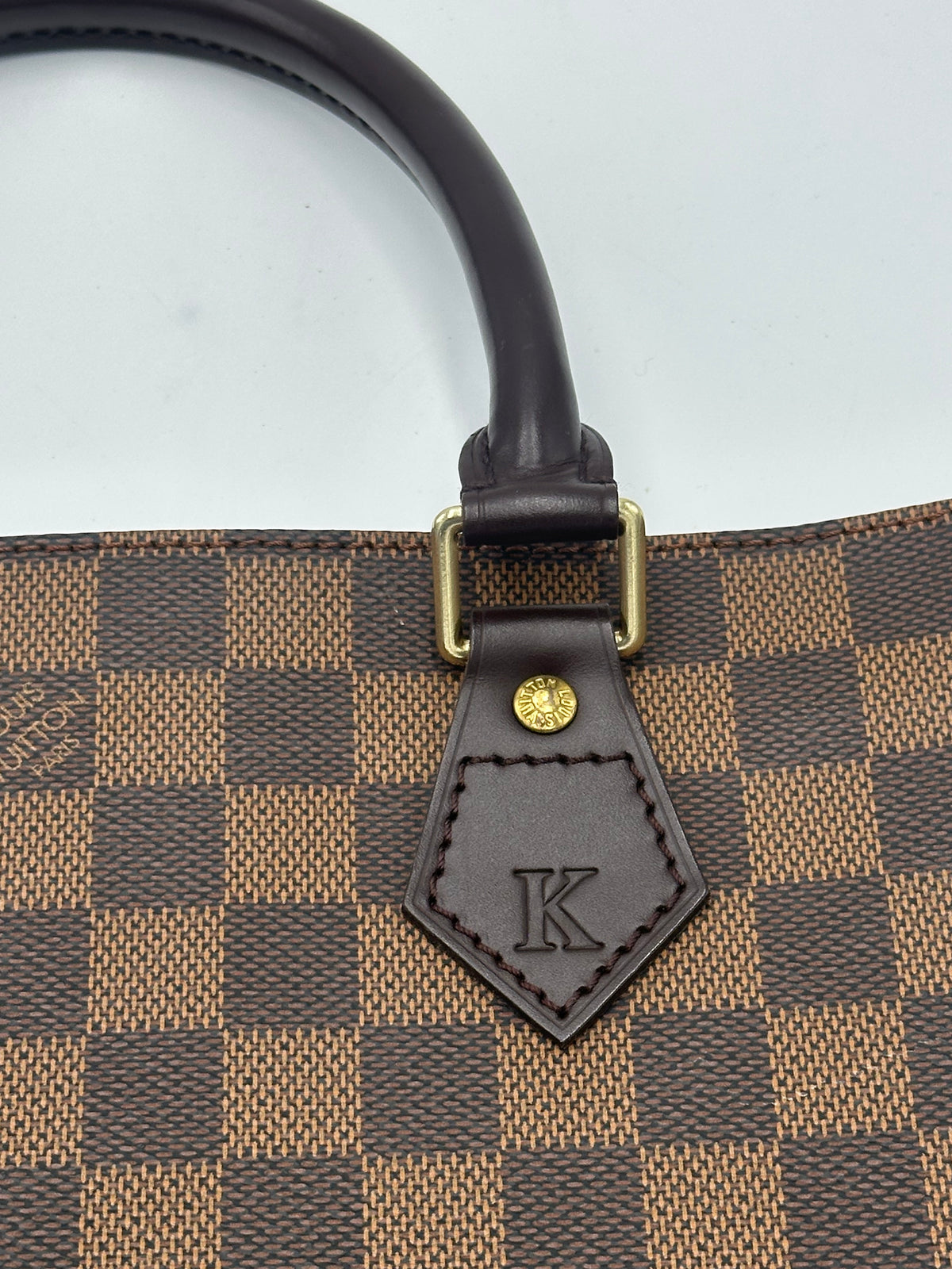 Louis Vuitton Sac Plat Damier Ebene, Brown, Canvas, Handbag