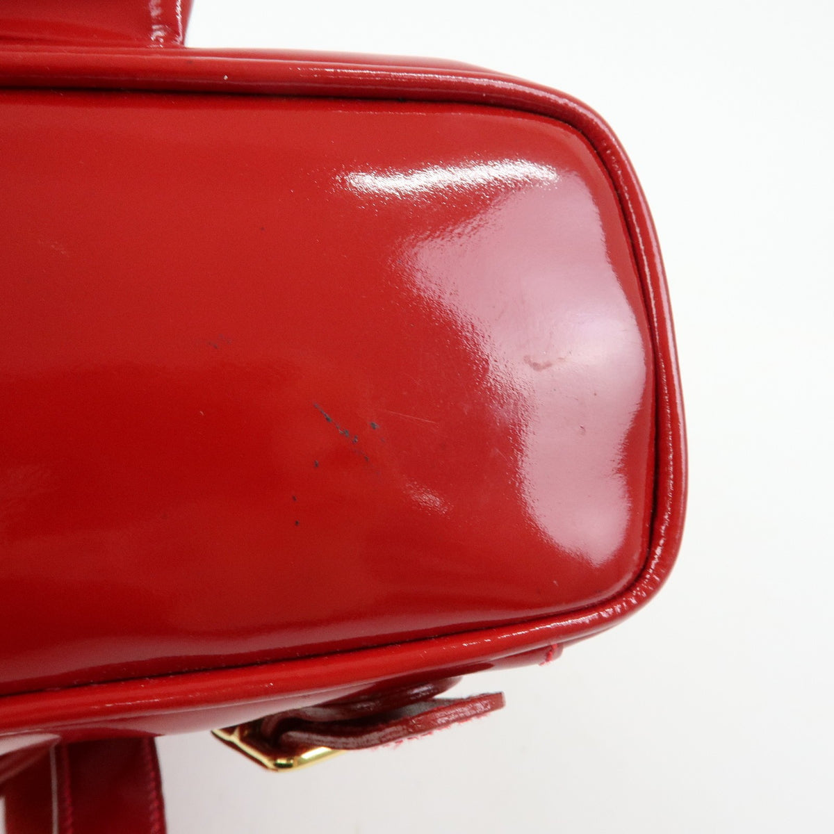 Gucci Vintage Bamboo Patent, Red, Patent Leather, Backpack