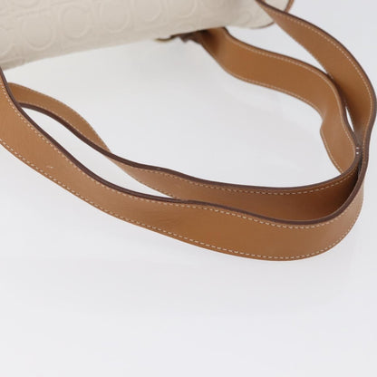 Salvatore Ferragamo Gancini Top Handle Canvas, White, PVC, Handbag