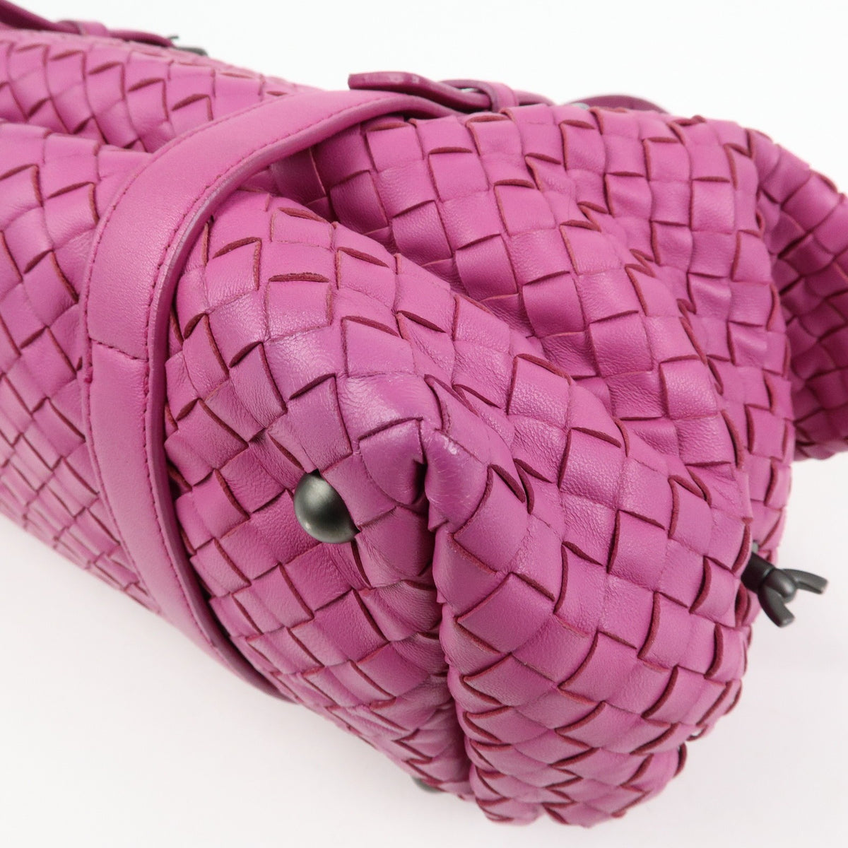 Bottega Veneta Boston Intrecciato Nappa, Pink, Leather, Handbag