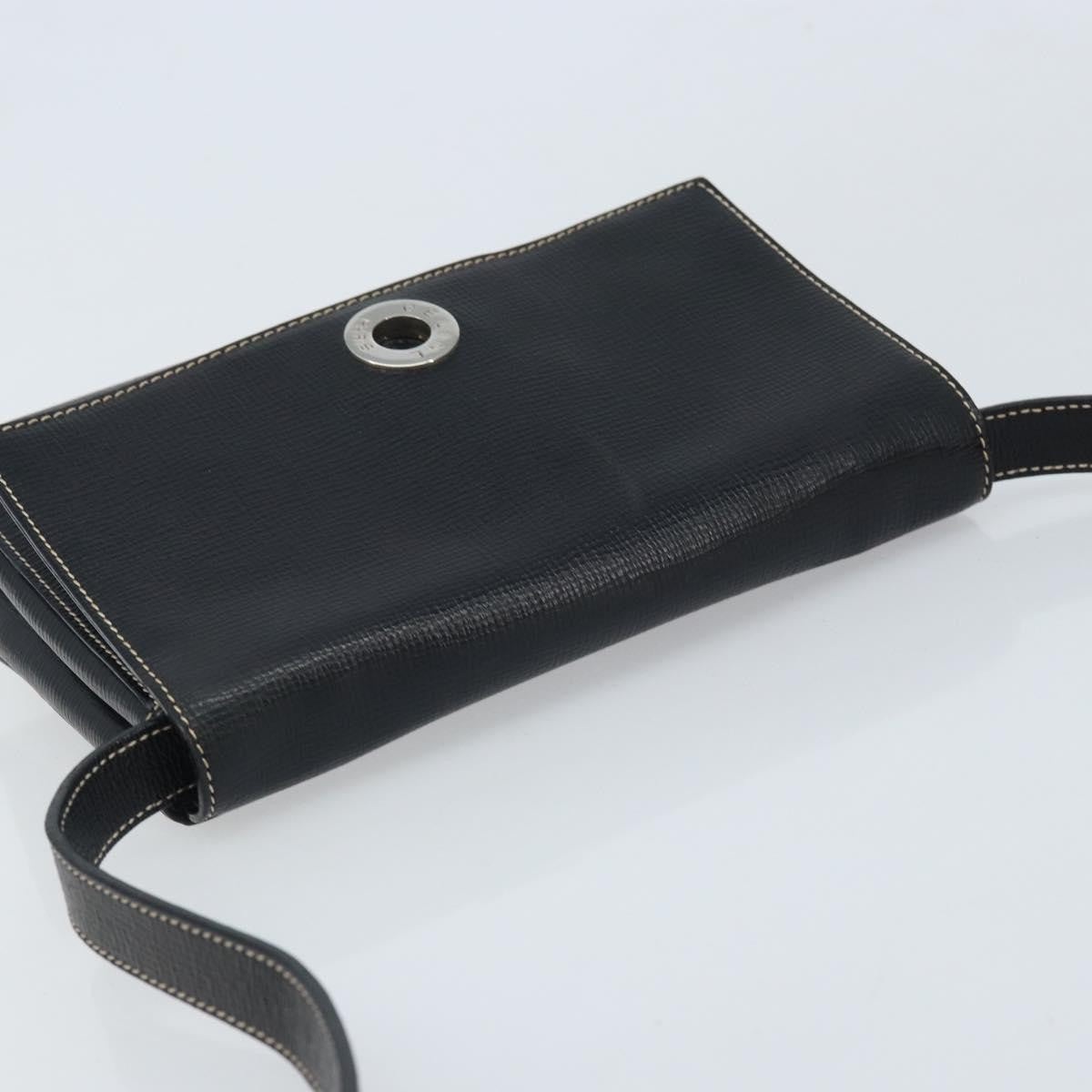 Celine Vintage Circle Logo Leather, Black, Leather, Crossbody Bag