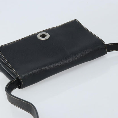 Celine Vintage Circle Logo Leather, Black, Leather, Crossbody Bag