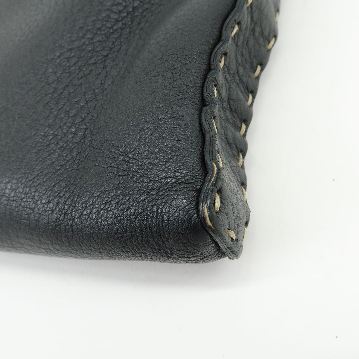 Fendi Vintage Selleria Zip Messenger Leather, Black, Leather, Handbag