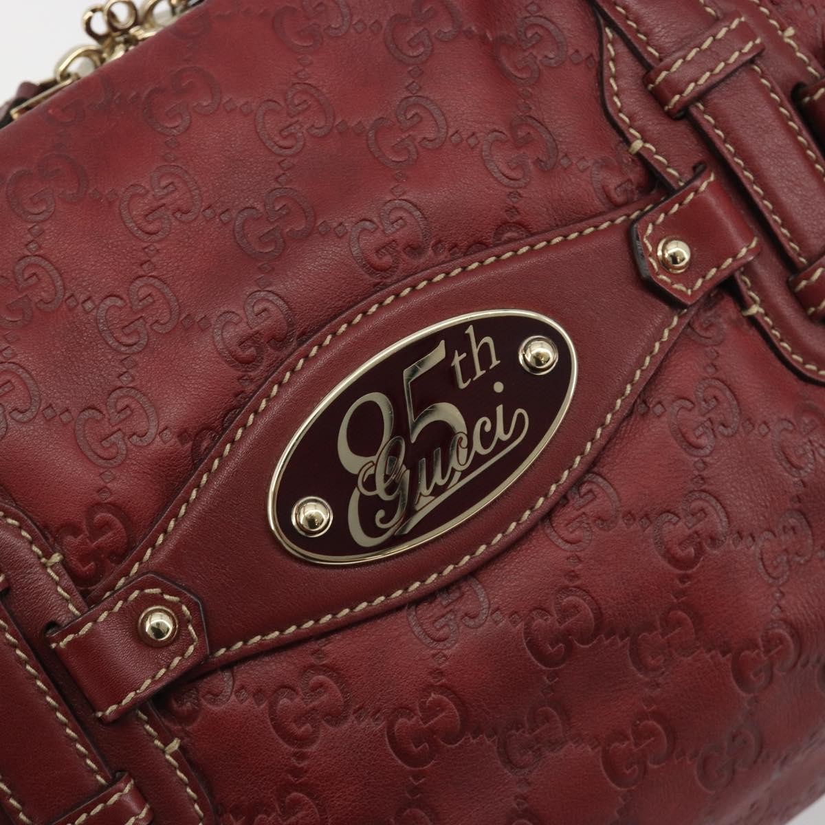 Gucci 85th Anniversary Boston Guccissima Leather, Red, Leather, Shoulder Bag