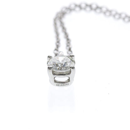 Tiffany & Co. Solitaire Pendant Platinum with Emerald Cut Diamond, Silver, Platinum, Necklace