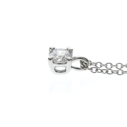 Tiffany & Co. Solitaire Pendant Platinum with Emerald Cut Diamond, Silver, Platinum, Necklace