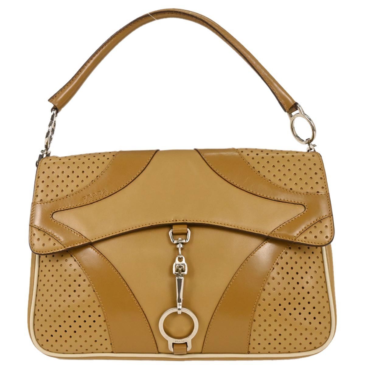 Prada Vitello Drive Leather, Brown, Leather, Handbag