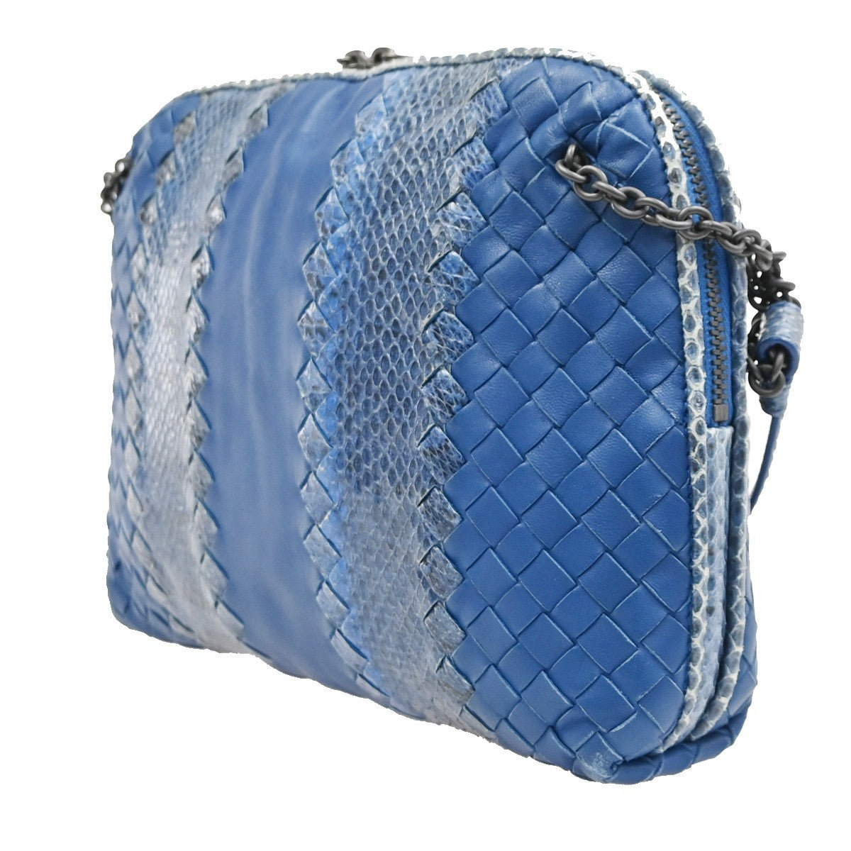 Bottega Veneta Nodini Embroidered Intrecciato Nappa, Blue, Leather, Shoulder Bag