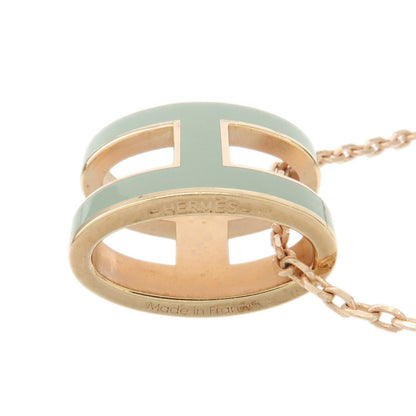 Hermes Pop H Pendant Chain Metal and Enamel, Pink, Rose Gold, Necklace