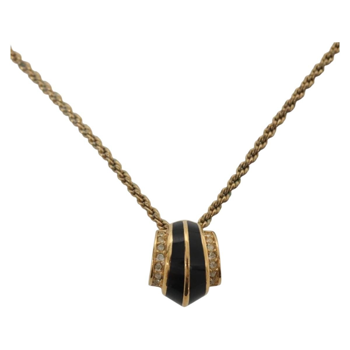 "Christian Dior Vintage pendant necklace Gold-plated Metal, Enamel & Rhinestones", Gold, Metal, Necklace