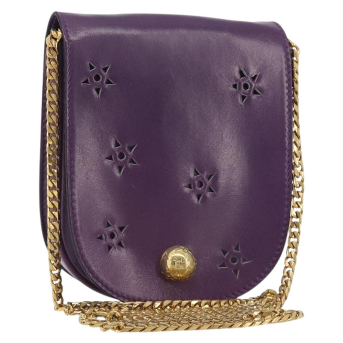 Celine Vintage Leather, Purple, Leather, Shoulder Bag