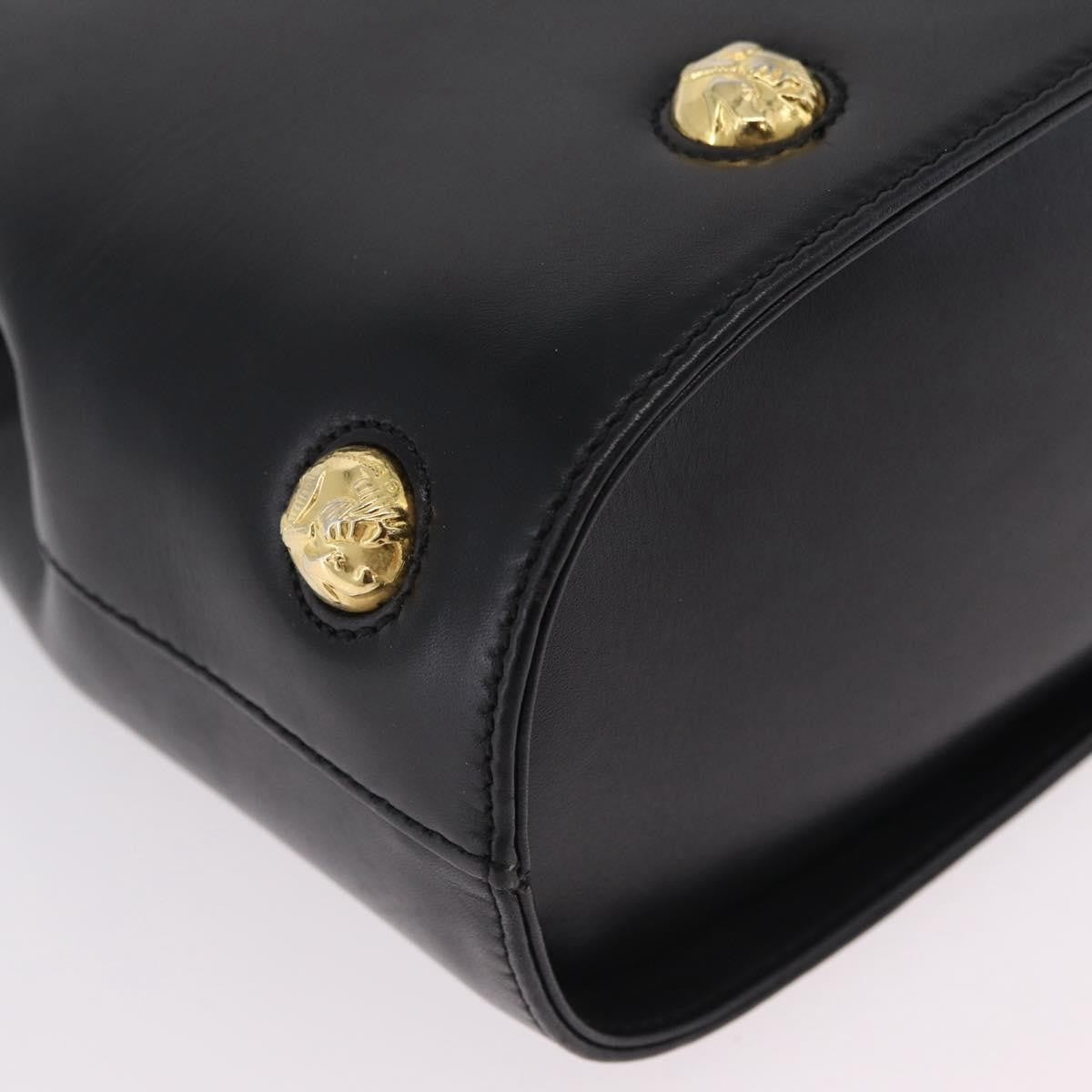 Salvatore Ferragamo Vintage Flap Lock Studded Leather, Black, Leather, Handbag