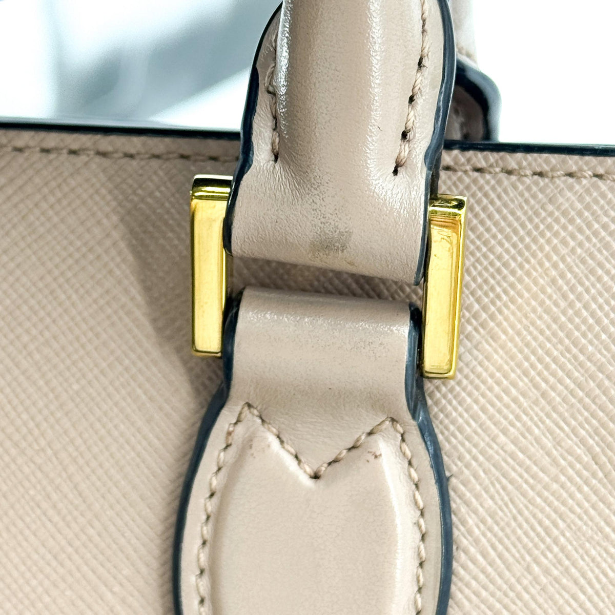 Prada Vintage Tote Leather, Beige, Leather, Tote Bag