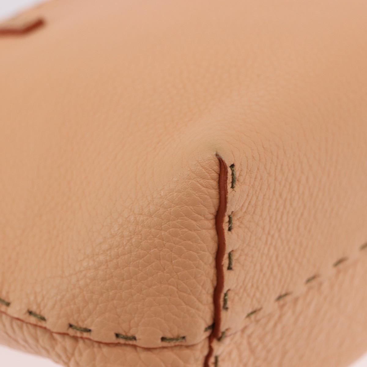 Fendi Selleria Carla Leather, Orange, Leather, Tote Bag