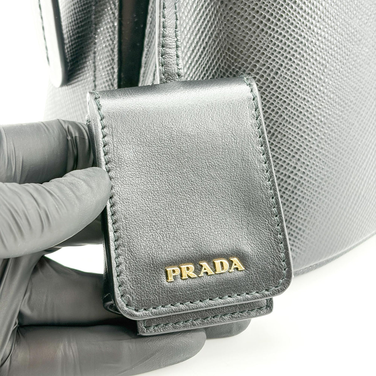 Prada Matinee Top Handle Saffiano Leather, Black, Leather, Handbag