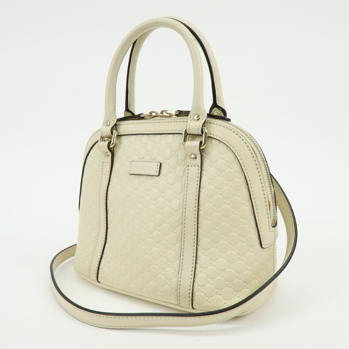Gucci Convertible Dome Satchel Guccissima Leather, White, Leather, Handbag
