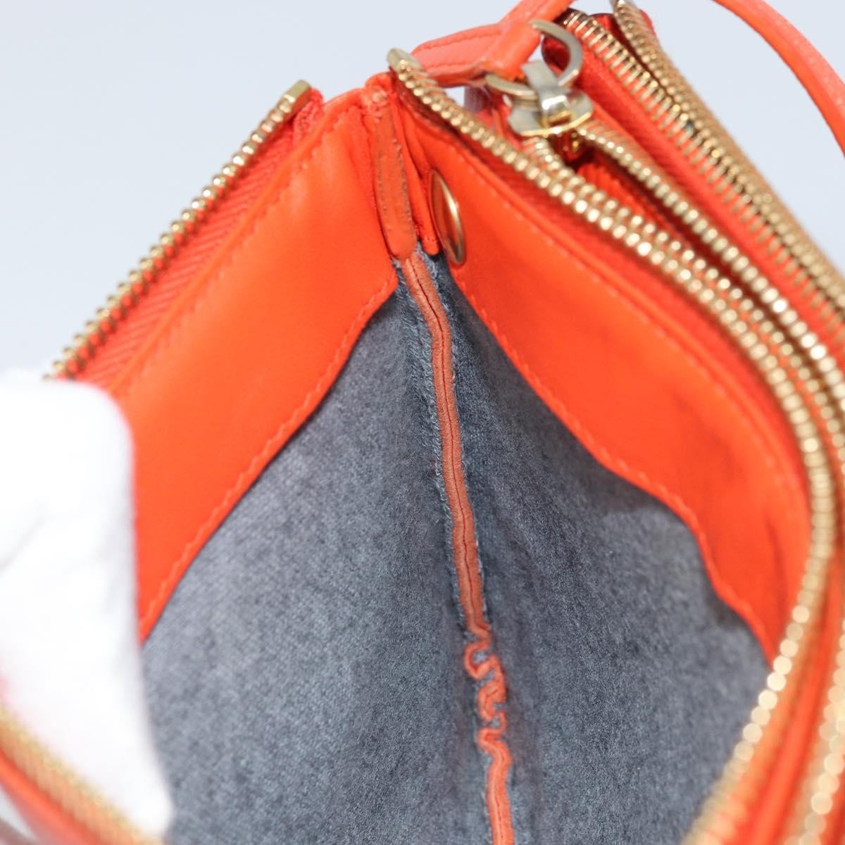 Celine Trio Leather, Orange, Leather, Shoulder Bag