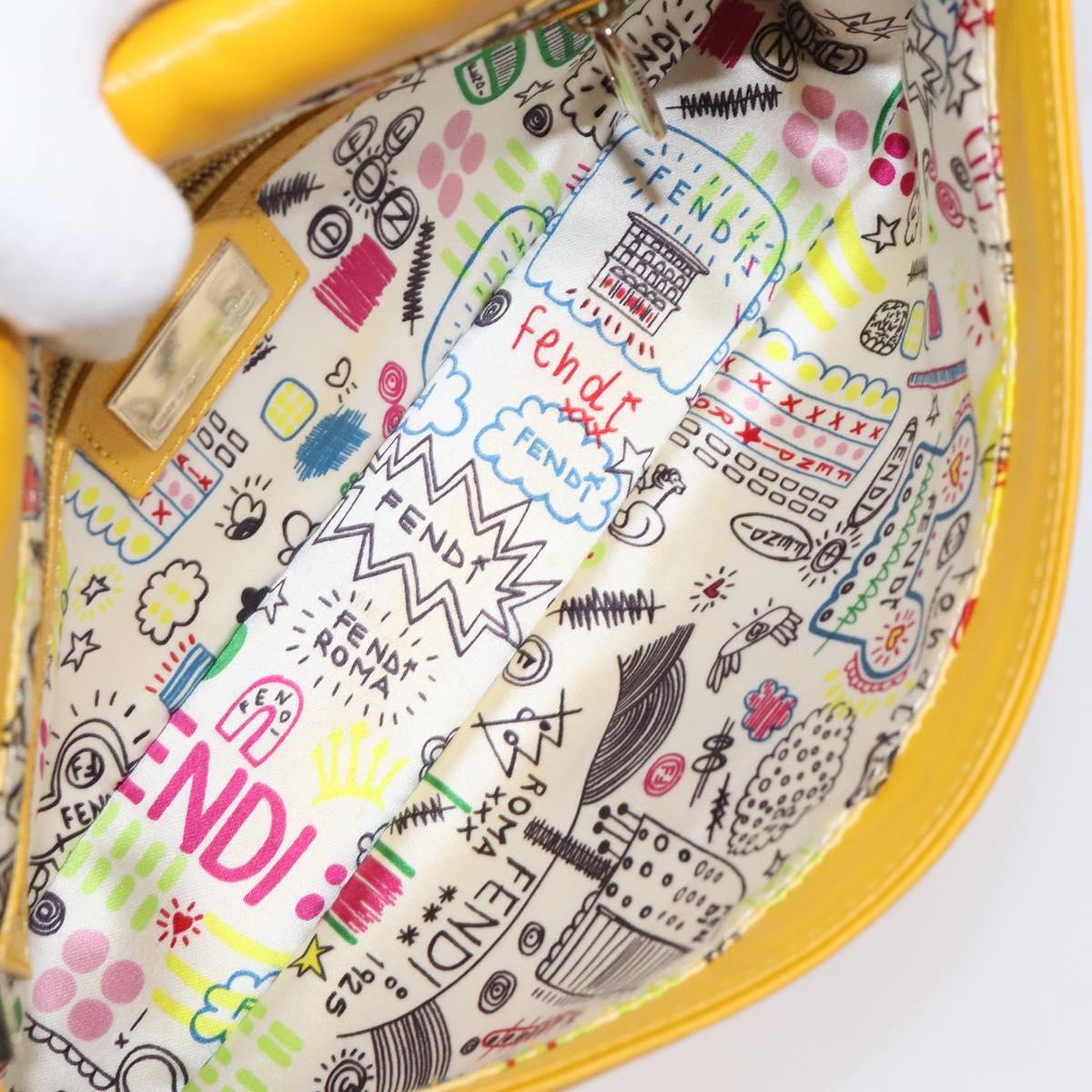 Fendi Mamma Baguette Shoulder Bag Canvas, YELLOW, LEATHER, Shoulder bag