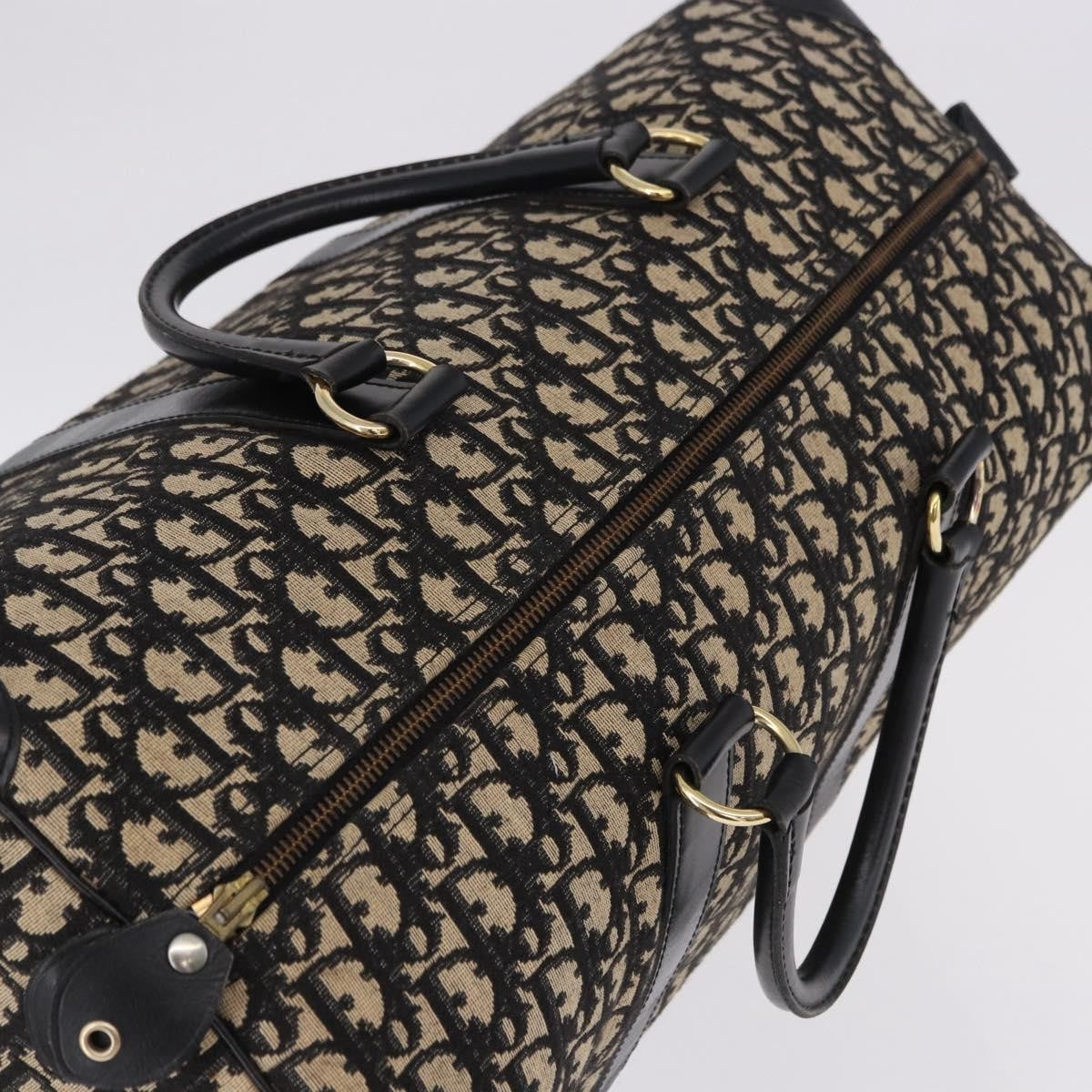Christian Dior Convertible Boston Oblique Canvas, Black, Canvas, Travel Bag