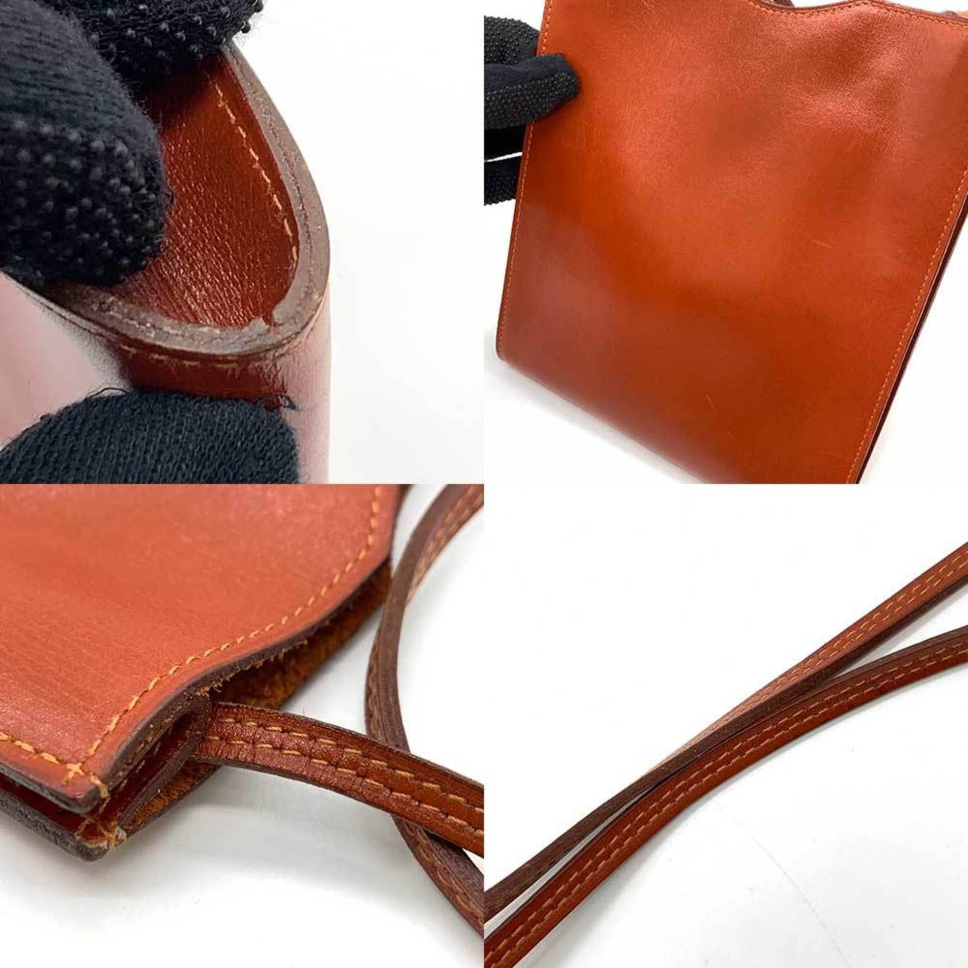 Hermès Onimetou, Brown, Leather, shoulder